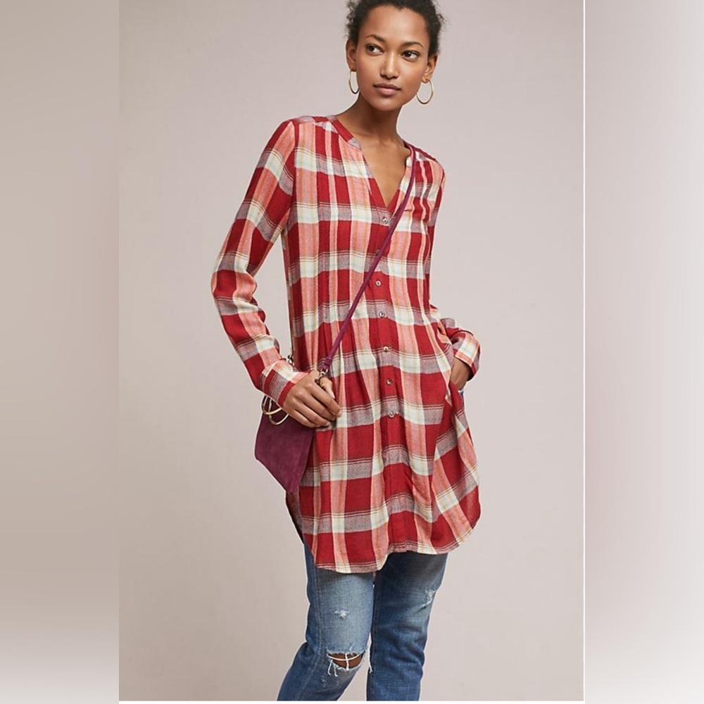 Anthropologie Akemi & Kin Lucie Plaid Tunic
